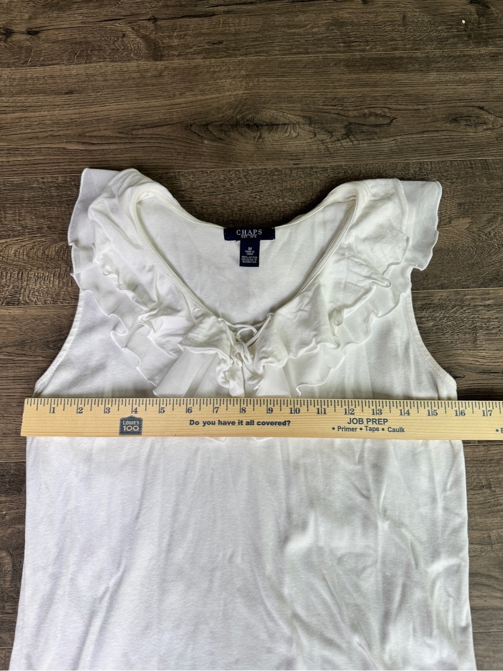 Chaps White Ruffle V-Neck Sleeveless Camisole - Picture 4 of 8